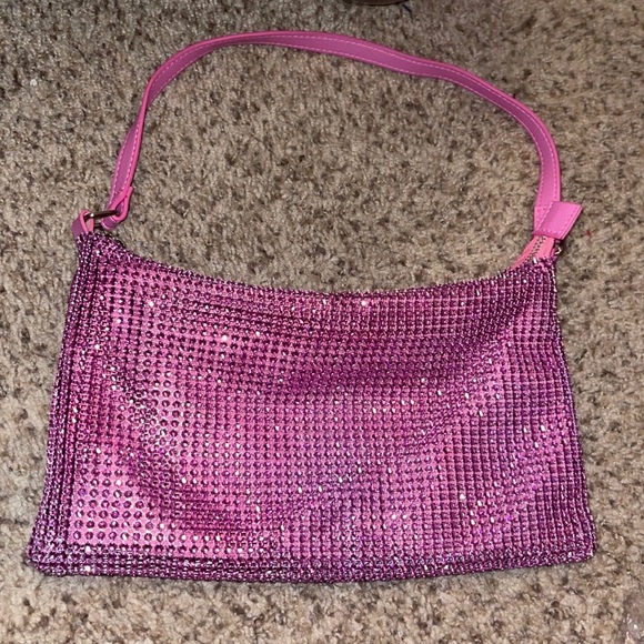 Pink Rhinestone Mesh Bag - Picture 3 of 3